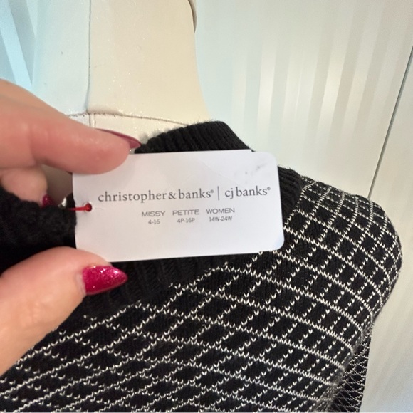 NWT CJ Banks black white knit cardigan sweater Size X/14W - Picture 7 of 11